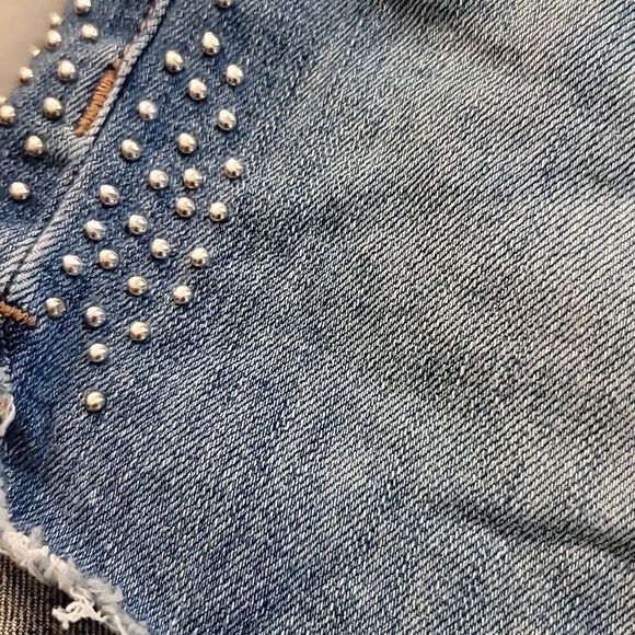 Ba&sh Sluego Denim Studded Shorts. - Picture 5 of 9